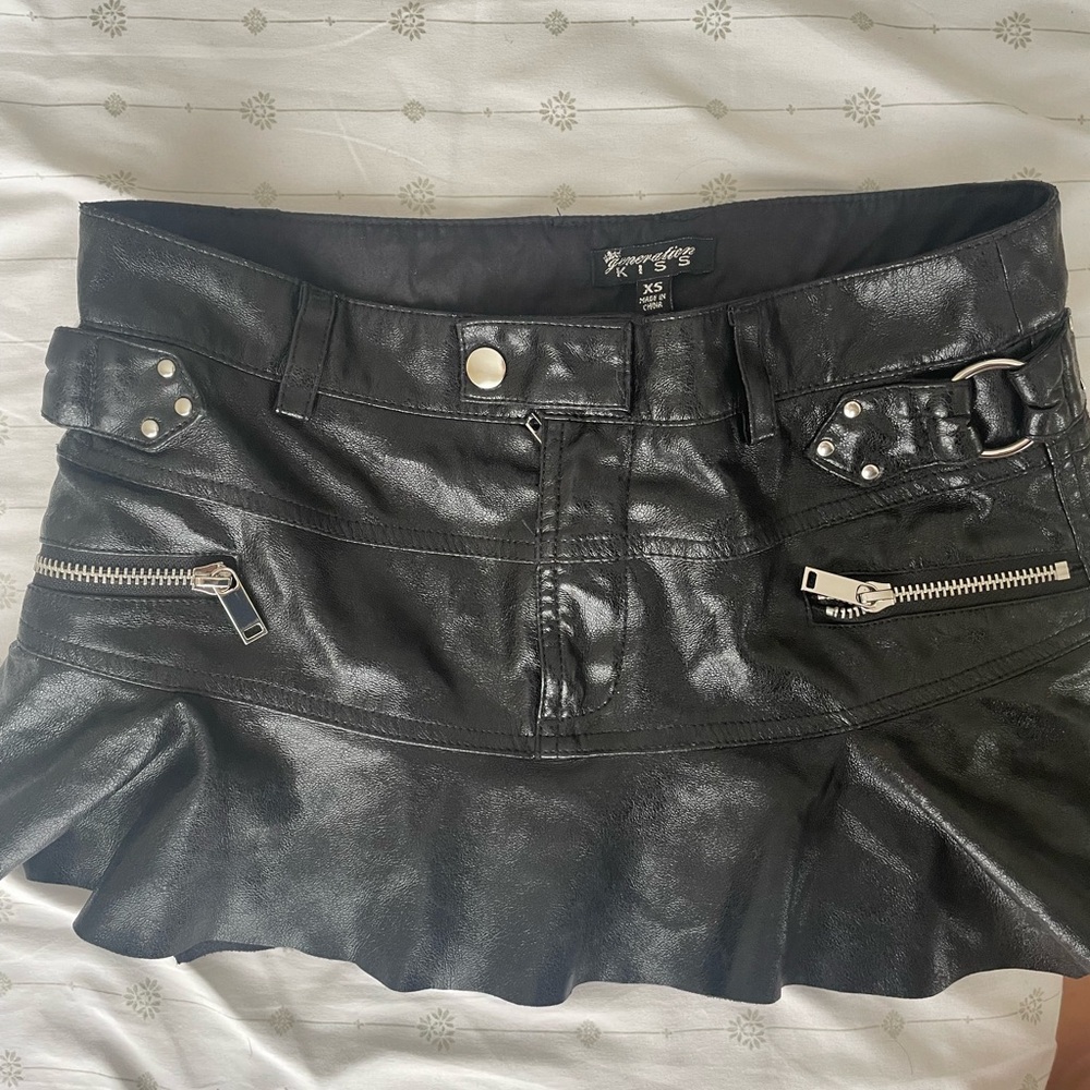 Dolls Kill Black leather Mini Skirt